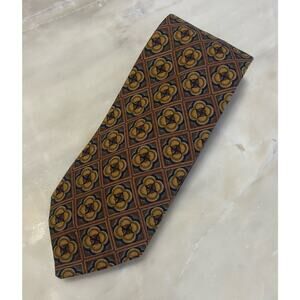 Robert Talbott H. Stockton Tie Geometric Brown gold silk wool blend